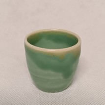 Ceramic Toothpick Holder Green Drip Glaze Egg Cup Shaped - £11.75 GBP