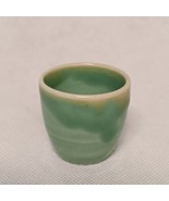 Ceramic Toothpick Holder Green Drip Glaze Egg Cup Shaped - £11.17 GBP