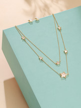 Gold Plated 925 Silver Mother of Pearl Star Station Necklace Earring Jew... - $73.99