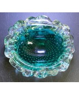 Vintage Green Murano Controlled Bubble Art Glass Bowl Ashtray Dish Bulli... - £26.03 GBP