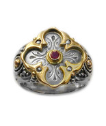  Gerochristo 2227 - Gold, Silver &amp; Ruby - Medieval Byzantine Cross Ring ... - £598.05 GBP
