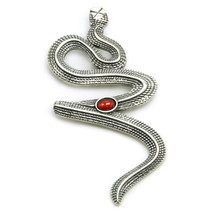  Snake-Serpent - Sterling Silver and Carnelian Large Pendant   - £78.81 GBP