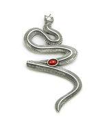  Snake-Serpent - Sterling Silver and Carnelian Large Pendant   - $98.00