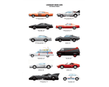 Legendary Movie Cars Poster Print Ecto-1 Delorean Knight Rider A-Team  - £5.54 GBP