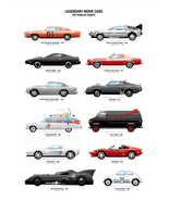 Legendary Movie Cars Poster Print Ecto-1 Delorean Knight Rider A-Team  - £5.59 GBP