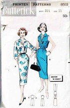 Vintage 1950's/60's Misses' SHIRT-DRESS Pattern 8501-b Size 11 - $15.00
