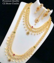 Bollywood CZ Ad Polki Kundan Handmade Jewelry Bridal Necklace Set Statement real - £148.90 GBP