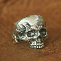 925 Sterling Silver Skull Ring Mens Biker Rock Punk Ring TA135 US Size 7~14 - £125.61 GBP