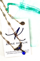 Vintage Look Royal Blue Crystal Casual Dainty Necklace By Anne Koplik Made In US - $46.55