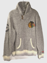 Chicago Blackhawks NHL Hockey Club Gray 90s Pullover Sewn Logo Fleece Ap... - £18.73 GBP