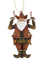 Gallarie II Texas Candy Cane Santa Resin Christmas Ornament Cowboy Weste... - $14.17