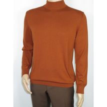 Men's Sweater Knit By BRANGO Turkey Mock Neck Cotton Blend 21050 Tobacco image 7