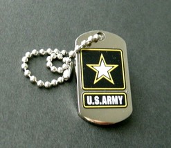Us Army Of One Star Dog Tag &amp; Chain Lapel Pin Badge 1 Inch - £4.57 GBP