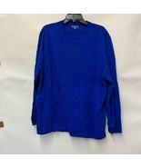 Club Room Womens XXXL Blue V Neck Long Sleeve T Shirt Top PREOWNED BW10 - $19.59