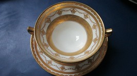 MINTON ENGLAND HIGGINGS SEITER NEW YORK GOLD GARLAND SOUP BUILLON CUP SA... - $198.00