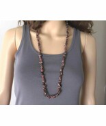 Rhodonite Gemstone Layering Chip Necklace - $28.00