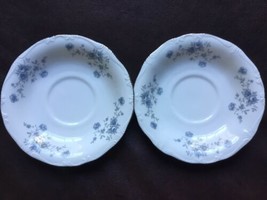 Vintage 2 Johann Haviland Bavaria Germany Blue Garland Tea Cup Saucers No Chips - £9.47 GBP