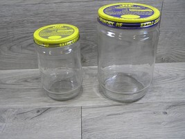 Lot of 2 Vintage Glass 12 and 40 Oz. Jif Peanut Butter Jar - £11.99 GBP