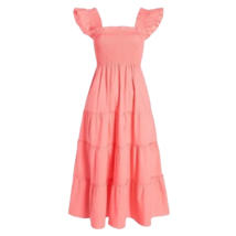 NWT Hill House Ellie Nap Dress in Coral Cotton Smocked Midi XS Pockets! - £102.74 GBP