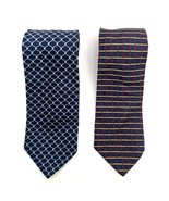 Vintage Brooks Brothers Makers Ties Blue Geometric 3.5” Wide 57” 59” Set... - $47.44 CAD