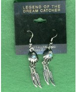 BEAR PAWS WITH FEATHERS EARRINGS WITH SHEPHERD HOOKS - £9.19 GBP