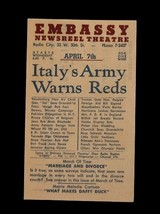 Vtg Postcard Embassy Newsreel Theatre April 7th Circa 1948 Italy Daffy Duck - $12.00