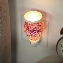 Scented Wax Mosaic Glass Crackled Fuchsia Electric Home Fragrance Warmer - £34.61 GBP