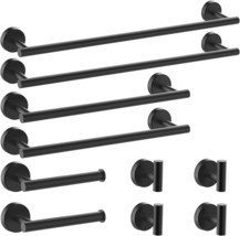 Newfun 10Pcs Matte Black Bathroom Hardware Set - Includes 24&amp;18Inch, Matte Black - £61.70 GBP