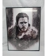 Framed Jon Snow Game Of Thrones Charcoal Portrait 12&quot; X 16&quot; - $34.65