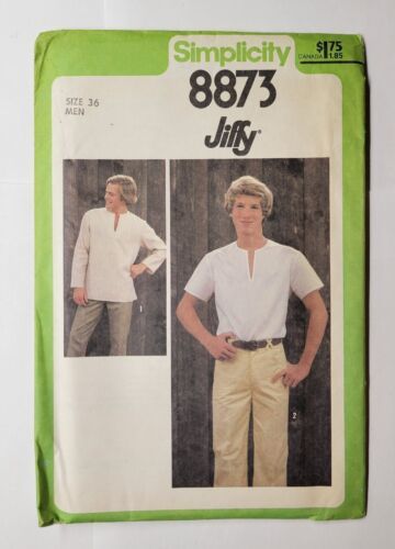 Primary image for 1978 Simplicity Sewing Pattern #8873 Size 36 Men's Jiffy Pullover Top UNCUT