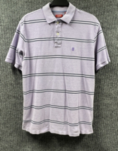 IZOD Polo Shirt Mens Medium Purple Striped Vintage Golf Pullover 2 Button - $19.73