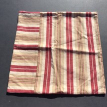 Pottery Barn Pillow Cover Red Tan Striped 18&quot; x 18&quot; Linen Blend - $19.79