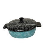 Vintage Serendipity Enamelware Dutch Oven Pan With Lid Turquoise Black M... - $39.59