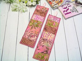 Handmade &quot;CHERISHED&quot; 2 Reversible Batik Patchwork Bookmarks - Stocking Stuffer - £6.29 GBP