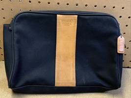 Coach Clutch Make Up Carry Case G35-5976 Black Canvas Tan Leather Vachetta - £29.88 GBP