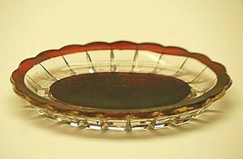 Ruby Red Flash Glass Oval Trinket Coin Vanity Pin Tray Dish Uncut - £10.12 GBP