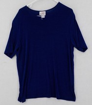 ALI WOMEN TOP SIZE EXTRA LARGE AZURE BLUE SHORT SLEEVE STRETCHY TOP CLAS... - $14.99