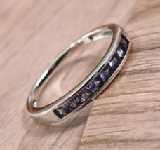 Tanzanite Channel Half Eternity Band 925 Sterling Silver Ring Matching Jewelry - £70.66 GBP