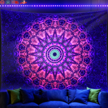 Blacklight Mandala Boho Tapestry Glow in the Dark  Bohemian Hippie Wall Hanging - £14.80 GBP+