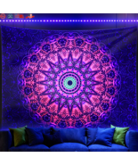 Blacklight Mandala Boho Tapestry Glow in the Dark  Bohemian Hippie Wall ... - £14.18 GBP+