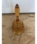 Vintage Depression Glass Beaded Handle Amber Hobnail Bell Approx 6” High - $8.00