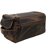 Men&#39;s Genuine Leather Toiletry Bag Waterproof Dopp Kit Shaving Bags And ... - £29.10 GBP