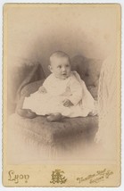Circa 1900&#39;S Cabinet Card Adorable Baby Long White Dress &amp; Shoes Lyon Saginaw Mi - £7.44 GBP