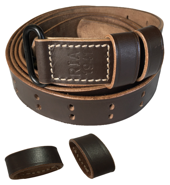 US WWII M1 Garand Leather Sling Steel Fitting Dark Brown with Free Extra... - $21.37