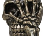Day of The Dead Faux Bronze Hand Over Face Gesture Skull Figurine Macabr... - $23.99