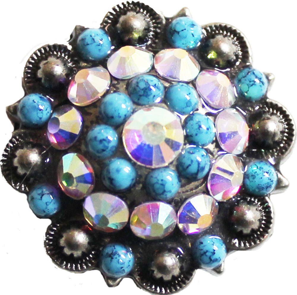 4 Conchos Rhinestone Horse Saddle Western Rodeo Bridle Berry Turquoise CO406 Item image 2