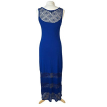 Spense Size Medium Womens Sleeveless Maxi Dress Blue Crochet Detail - £16.96 GBP