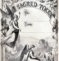 Sacred Token Angels To And From Wood Engraving 1871 Victorian Bible Art DWY5B - $49.99