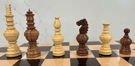 Large Luxury Handmade Wooden Chess Pieces Only Hand Carved Wood Chessmen 5” King - £54.51 GBP