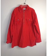 Vintage Marlboro Shirt Jacket Men's Large Red Corduroy 1/4 Zip Oversized - $24.74